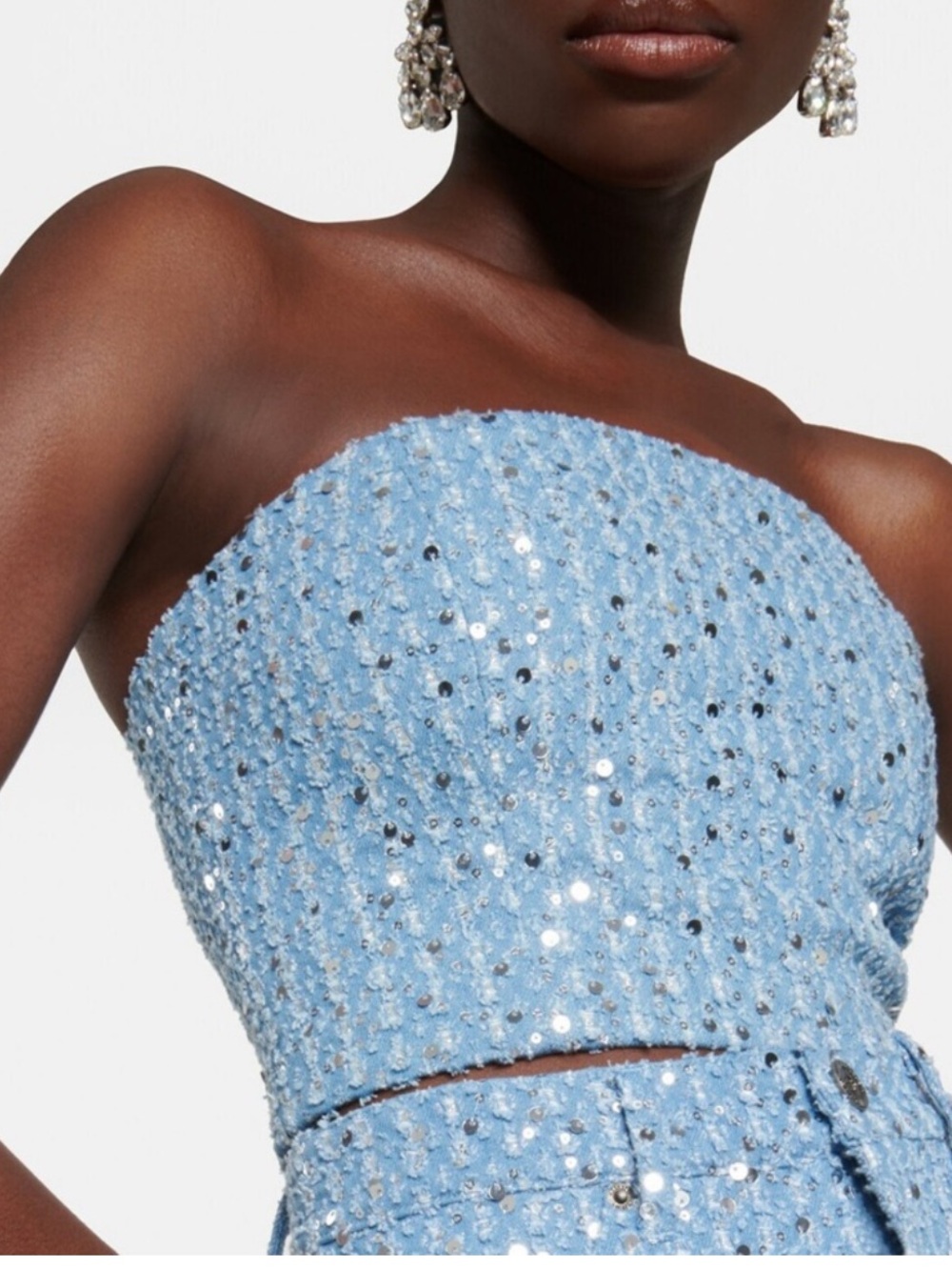 Rotate Light Blue Sequin Top